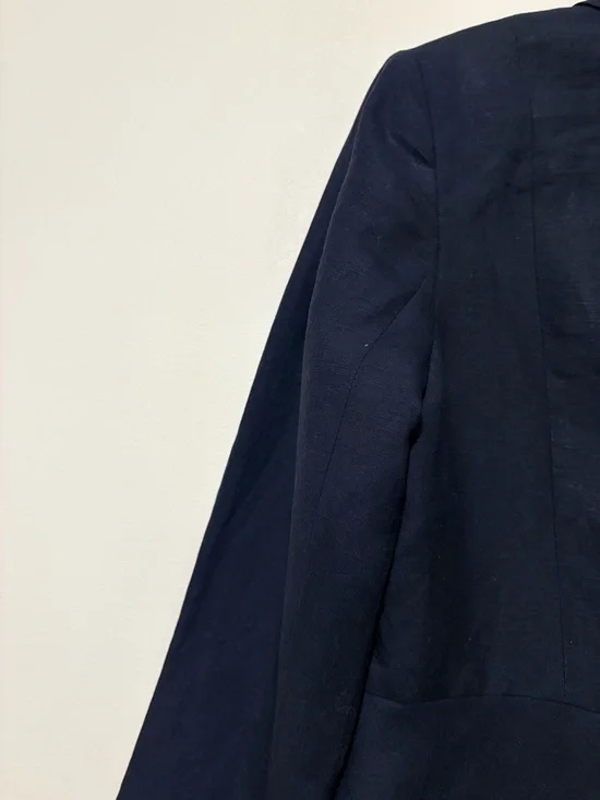 Calvin Klein Blaze Navy  blue Single-Breasted Notch Lapel  Linen Size 16 - Picture 6 of 13